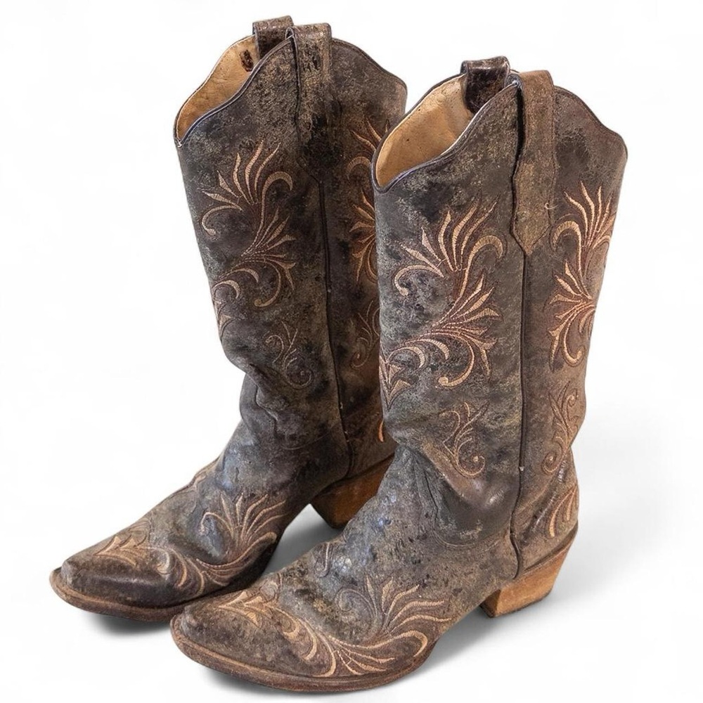 Circle G Corral Distressed Leather Cowboy Boots Size 9M Western